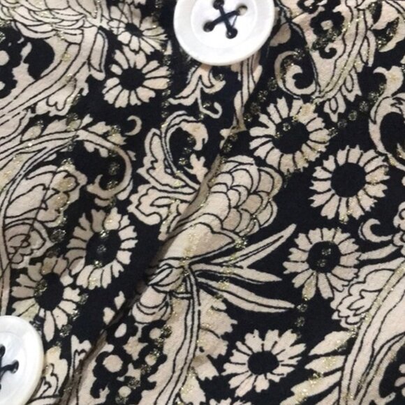 Zara Shimmery Paisley Print Shorts M & Puff Sleeve Top XS - Picture 15 of 17